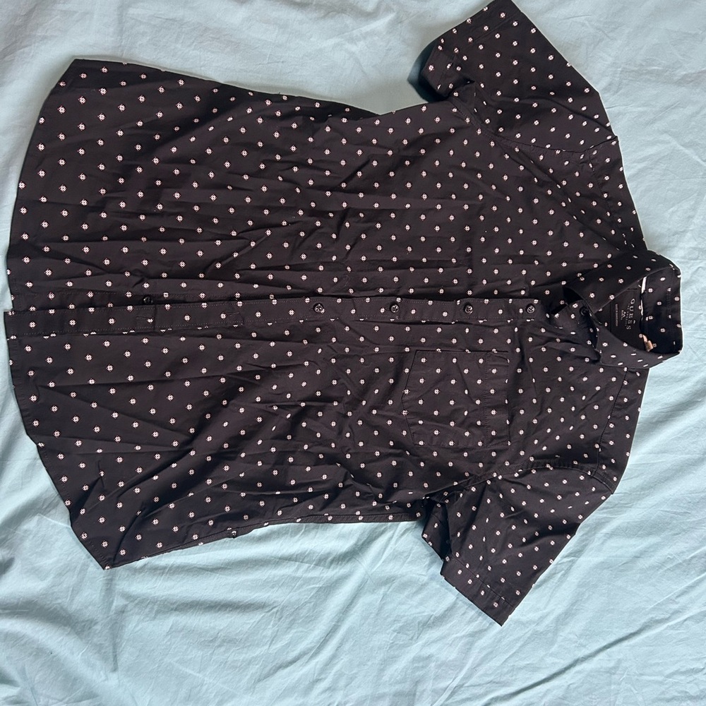 Selling a medium black and white short sleeve button up